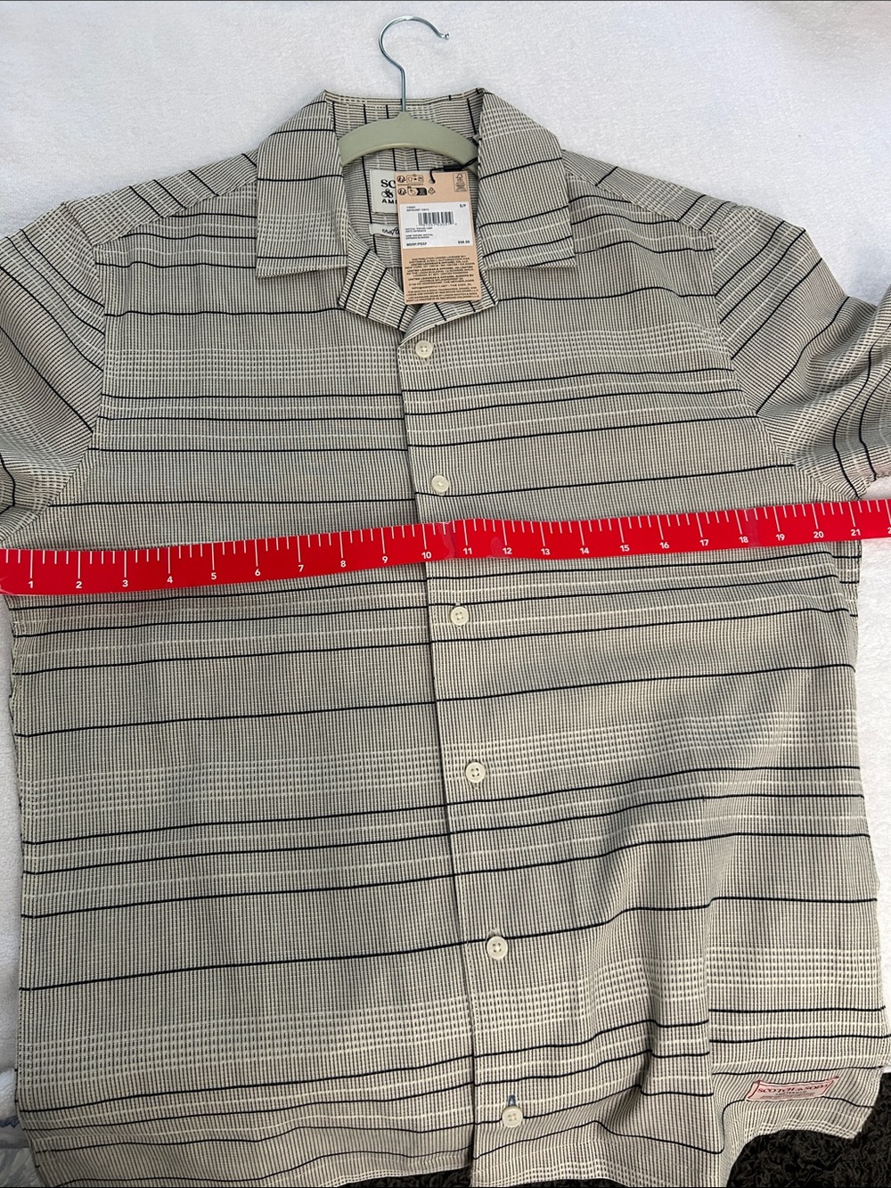 Scotch & Soda Small Shirt Vertical 
Texture Camp Shirt in White Asparagus NWT - Picture 11 of 11